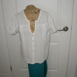 White 100% Cotton Short Sleeved Blouse